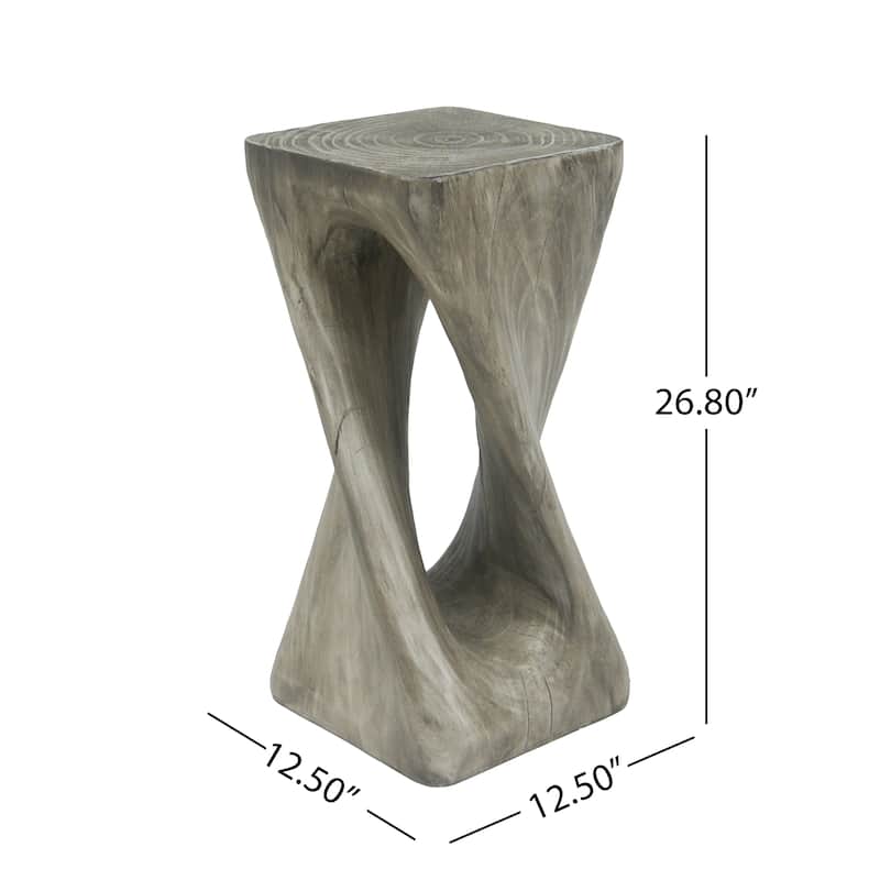 Twist Shape Side Table Lightweight Concrete End Table Decorative Accent Table, Garden Stool Table for Outdoor Indoor