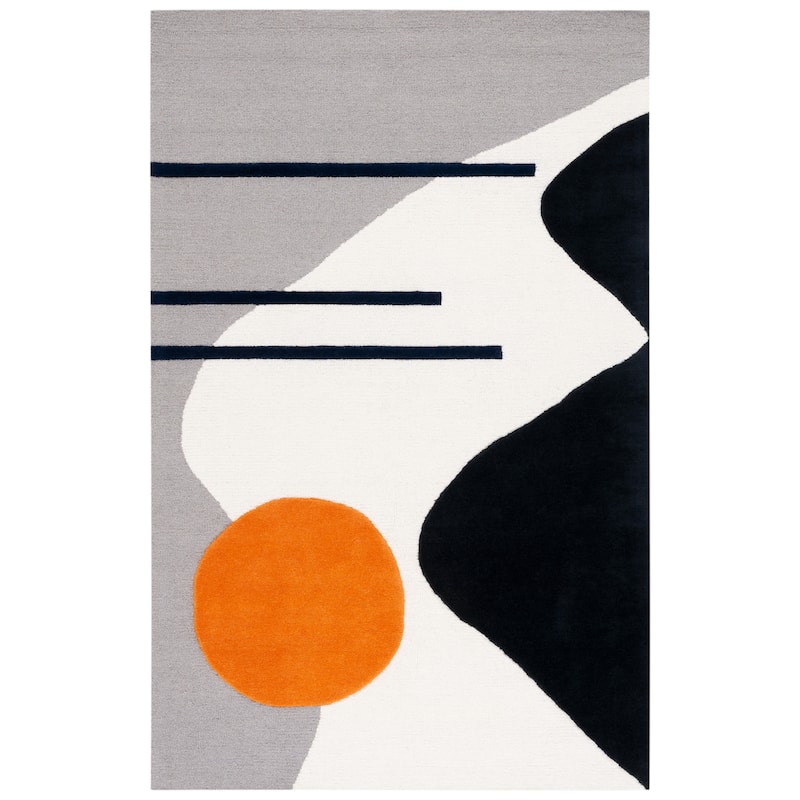 SAFAVIEH Handmade Rodeo Drive Mya Mid-Century Modern Wool Rug - 6' Square - Grey/Black