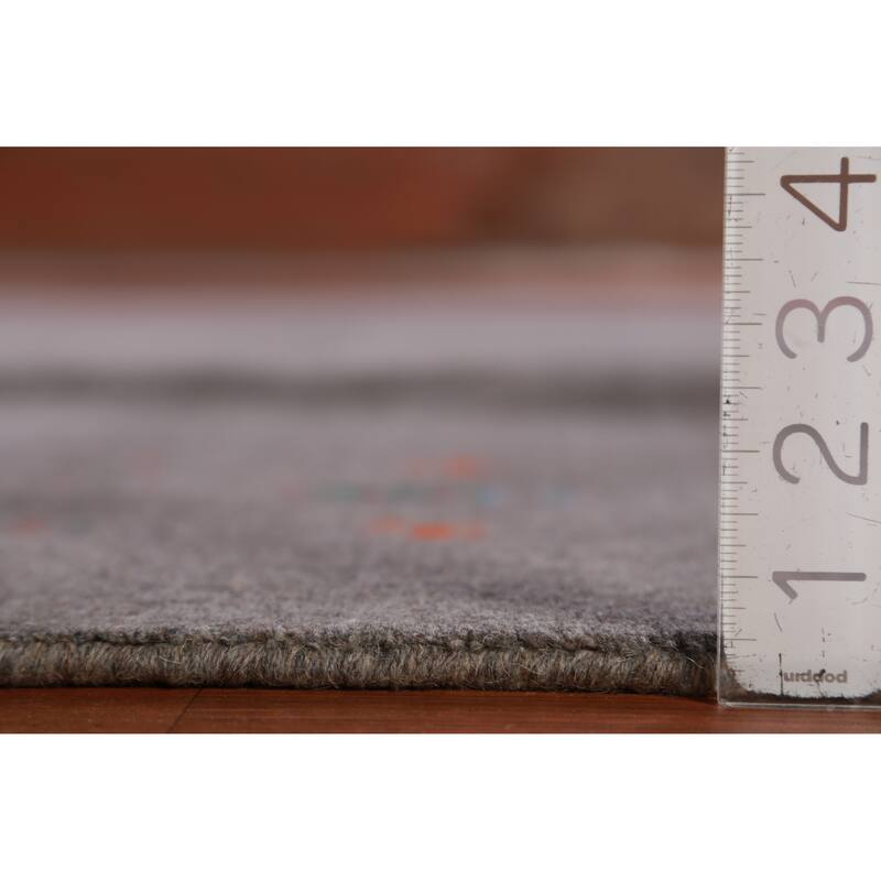 Hand Knotted Oriental 100% Wool Carpet Tribal Tribal Greys & Charcoal Gabbeh Area Rug - 10' 2'' X 8' 7''