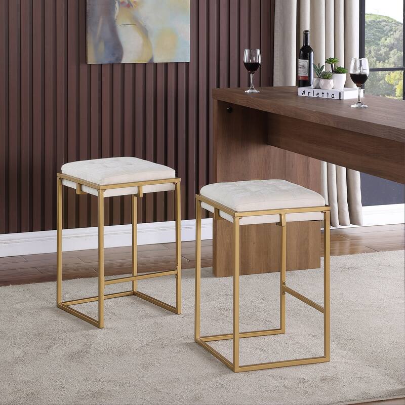 Square Cushion Chenille Fabric Barstool,Dining Chair (set of 2)