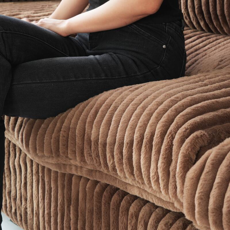 Modular Sectional Couch, Convertible V Shaped Sofa for Living Room, 5 Seat Comfy Modular Sofa With Chaise Ottoman