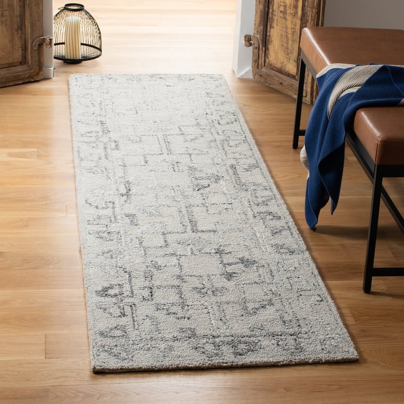 SAFAVIEH Handmade Abstract Siska Modern Wool Rug - 2'3" x 8' Runner - Taupe/Black