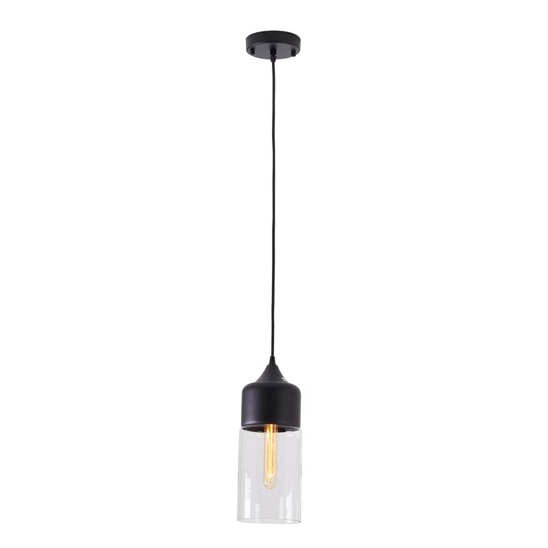 1-Light Matte Black Pendant With A Clear Glass Shade