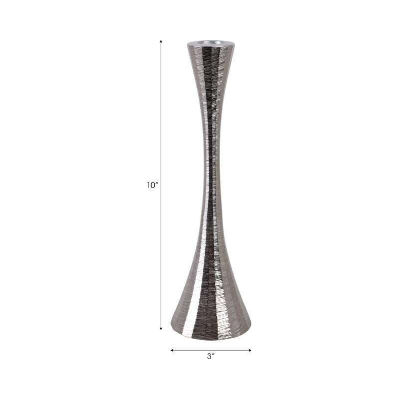 Glam Metal and Wood Taper Candle Holder Sculptural Silhouette MDF Base