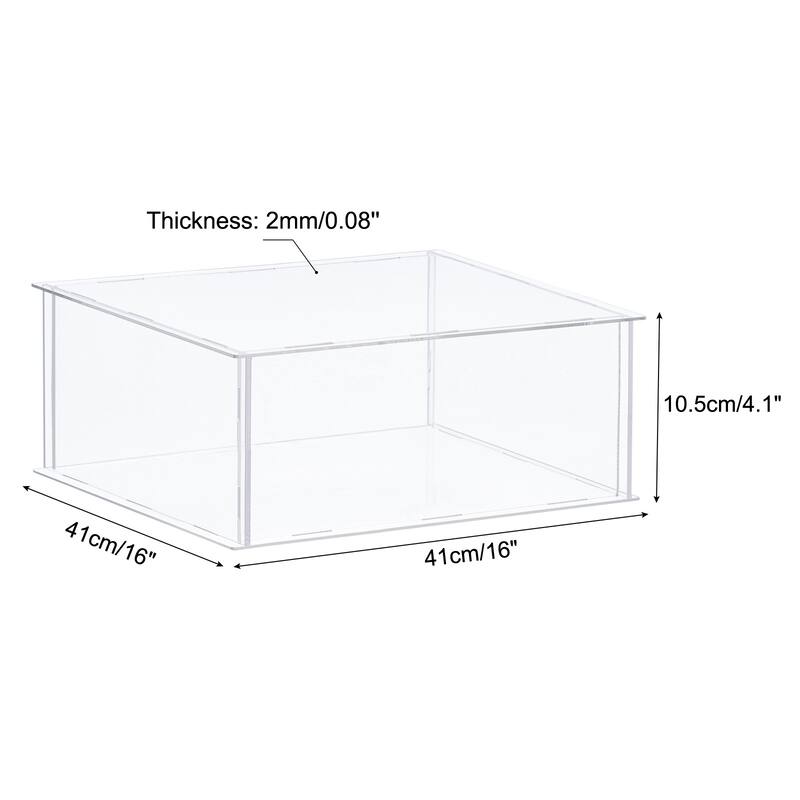 Acrylic Display Case Plastic Box Storage Assemble Dustproof Showcase - 16x16x4.1 Inch