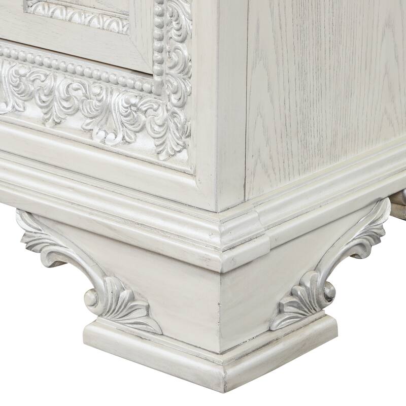 Furniture of America Fornan Traditional Creamy White Solid Wood 6-Drawer Vanity Set with LED Light and Power Outlet