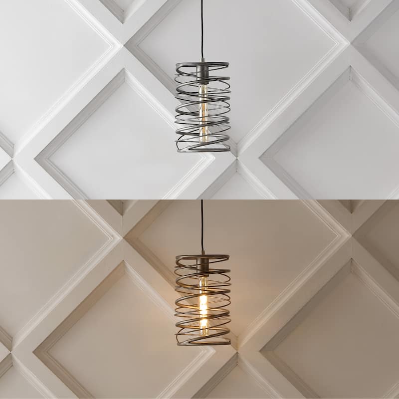 Skylar 7.25" 1-Light Modern Contemporary Iron Spiral LED Pendant, by JONATHAN Y