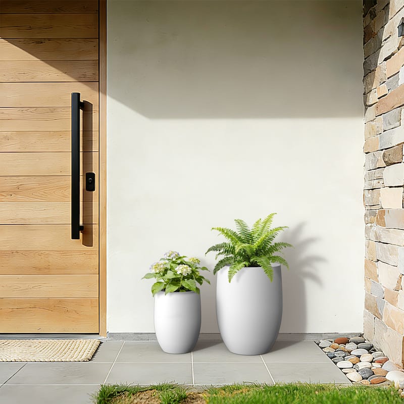 Concrete Tall Round Planter / Pot with Drainage Holes