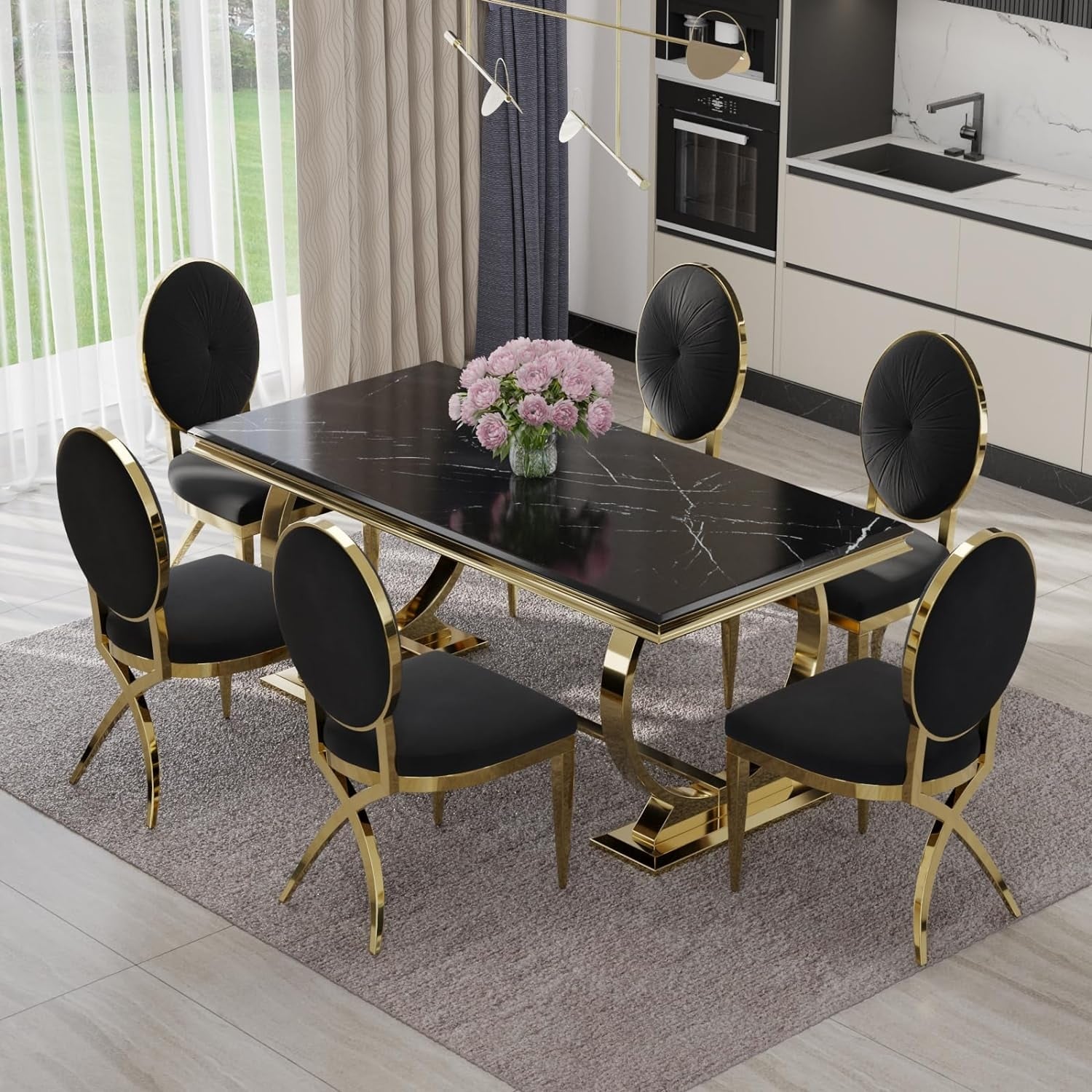 Black and gold dining set discount