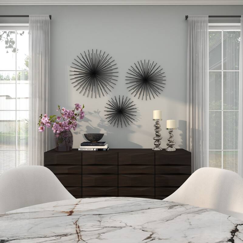 CosmoLiving by Cosmopolitan Metal 3D Starburst Wall Decor (Set of 3) - Silver, Gold, Black, Copper