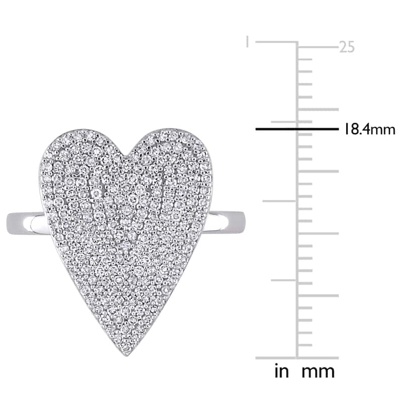 Miadora 3/5ct TDW Diamond Clustered Heart Ring in 10k White Gold