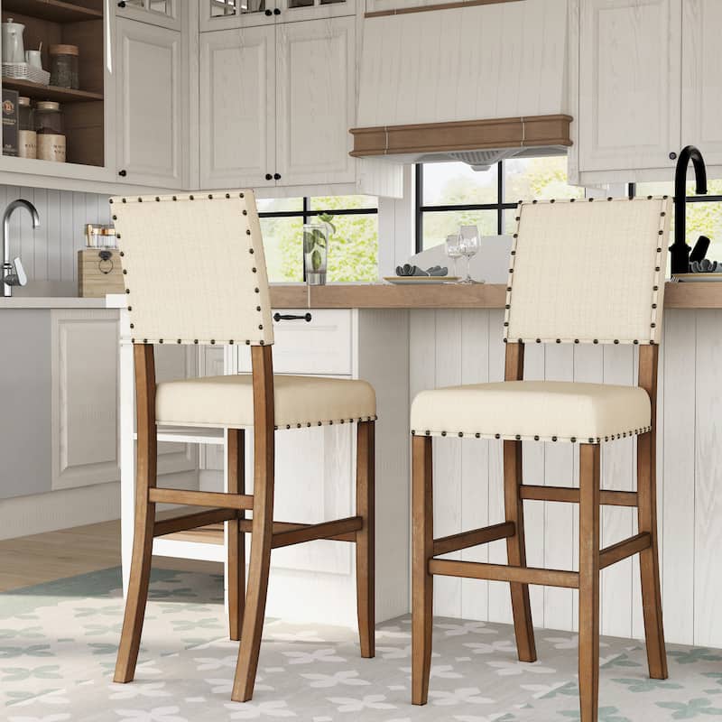 Tays Contemporary Brown Fabric Bar Height Chairs (Set of 2) by Furniture of America