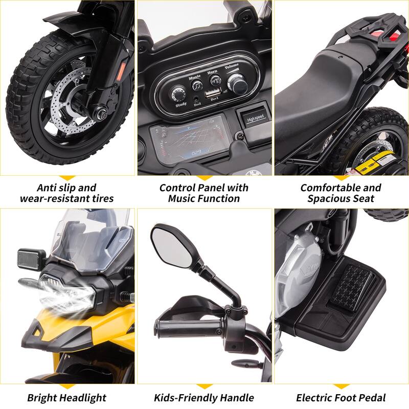12V 7AH Ride On Motorcycle, Licensed BMW Kids Motorcycle, High/Low Speed
