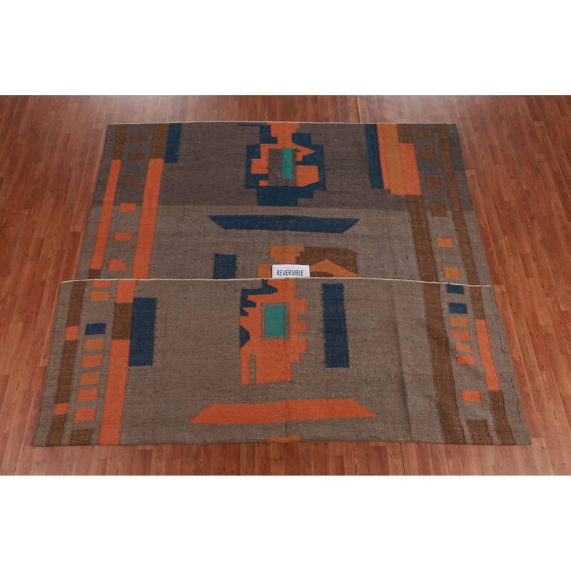 Hand Woven Oriental 100% Jute Carpet Southwestern Modern Brown Kilim Area Rug - 11' 9'' X 9' 2''