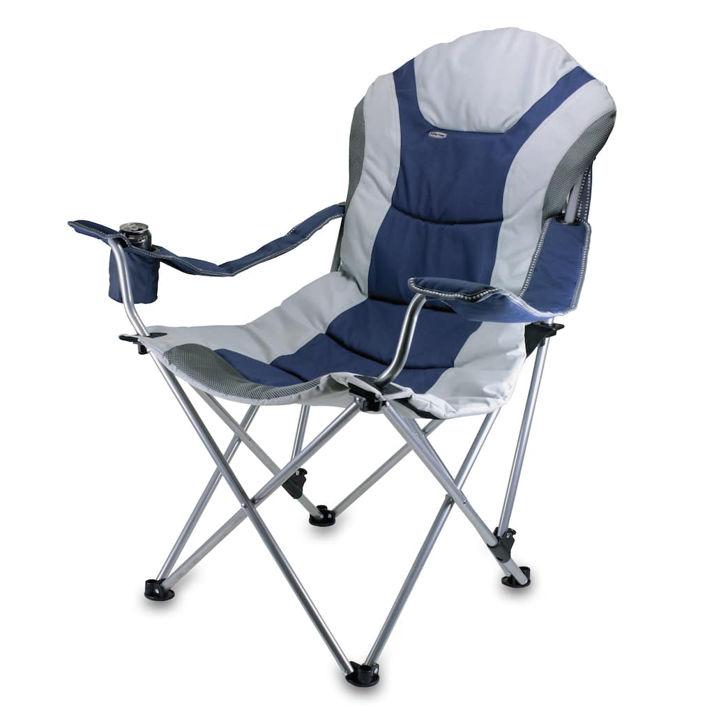 Picnic Time Navy Reclining Camp Chair