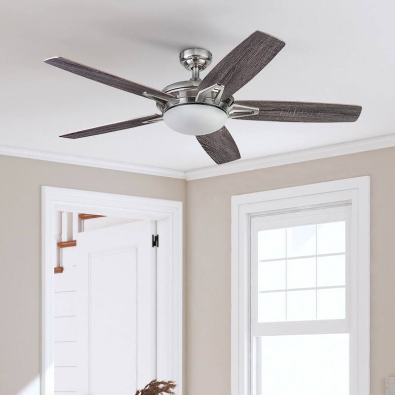 52" Prominence Home Clancy Brushed Nickel Contemporary LED Ceiling Fan with Light, Remote Control