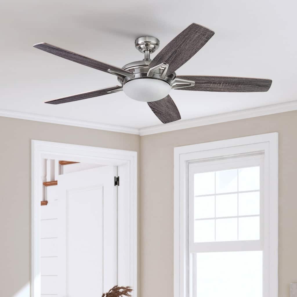 52" Prominence Home Clancy Brushed Nickel Contemporary LED Ceiling Fan with Light, Remote Control
