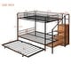 preview thumbnail 11 of 30, Versatile Design Twin over Full Metal Bunk Bed with Trundle and Lateral Storage Practical Step Ladder and Built-in Wardrobe