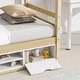 preview thumbnail 5 of 9, Elegant Twin House Bed Kids Bed with Roof Frame,Bedside Storage Shelves,Ladder and Guardrail