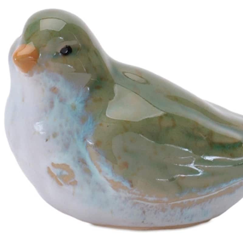 HomeRoots Set of Six Blue And Green Ceramic Bird Figurines - 5.25 in. x 3.50 in. x 2.00 in.