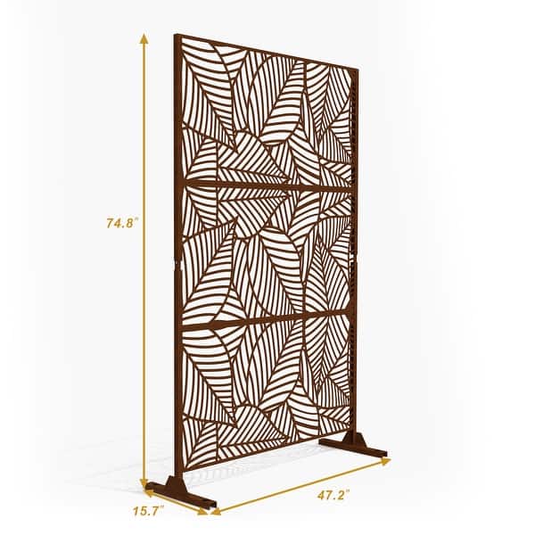dimension image slide 15 of 33, Outdoor Privacy Screen with Stand for Patio Garden Metal Fence
