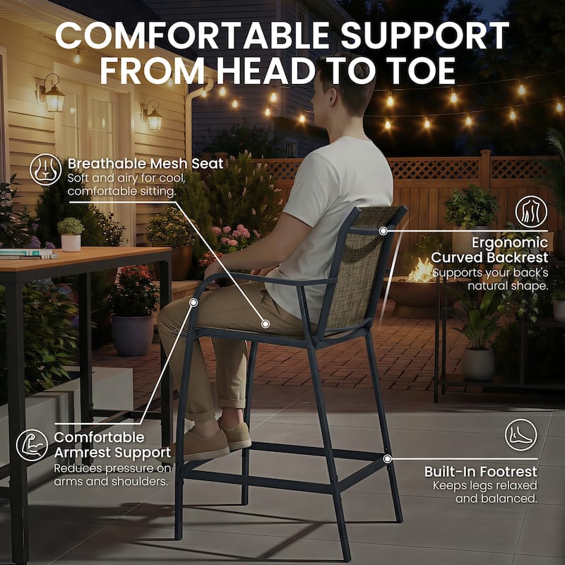 Lightweight Bar Height Barstools Outdoor Bar Stools Patio Bar Chairs - 21.3" W x 22.5" D x 44" H