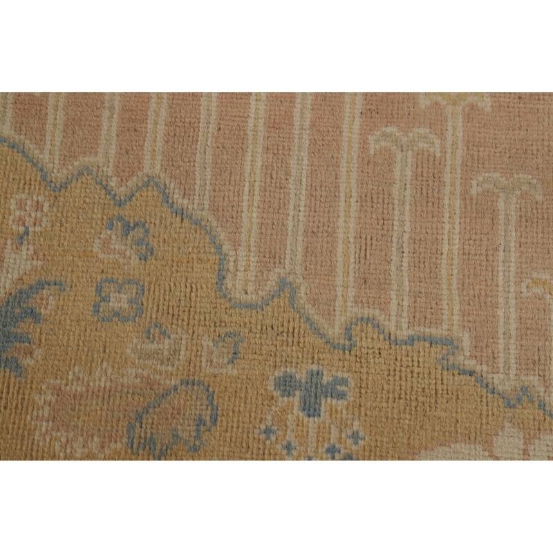Hand Knotted Oriental 100% Wool Carpet Transitional All-Over Peach Oushak Area Rug - 10' 1'' X 8' 3''