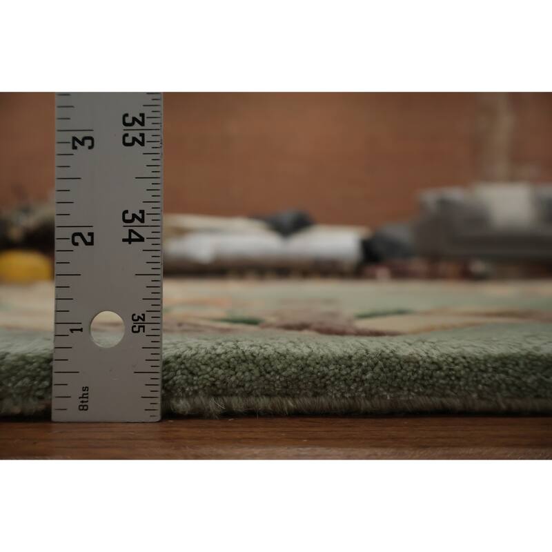 Hand Knotted Oriental 100% Wool Carpet Traditional Floral Green Art Deco Area Rug - 6' 1'' X 3' 11''