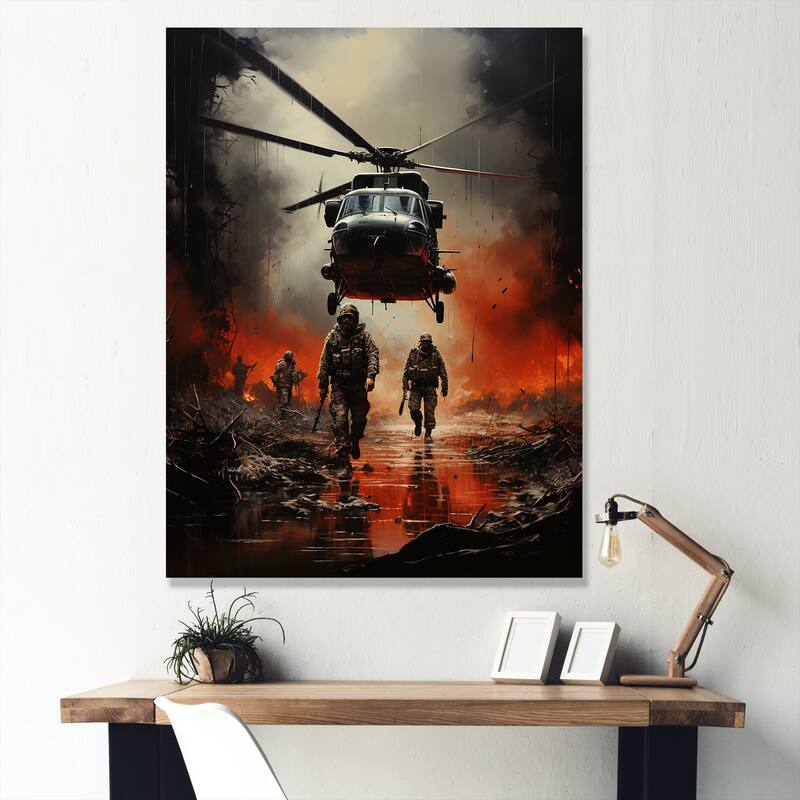 Designart "Abstract Military Battlefield Reflections I" Military Wall Art