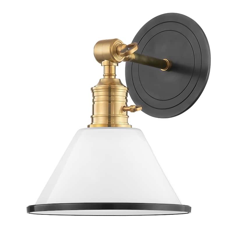Hudson Valley Lighting Garden City 11" Tall Wall Sconce with White - Aged Old Bronze