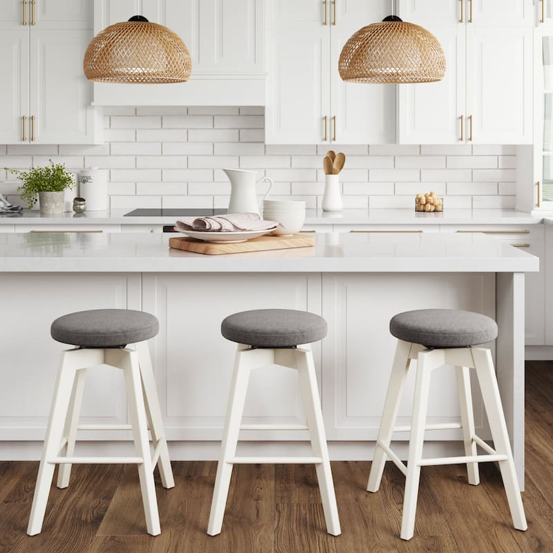 Nathan James Amalia Backless Counter Height 360 Swivel Seat Wood Bar Stool