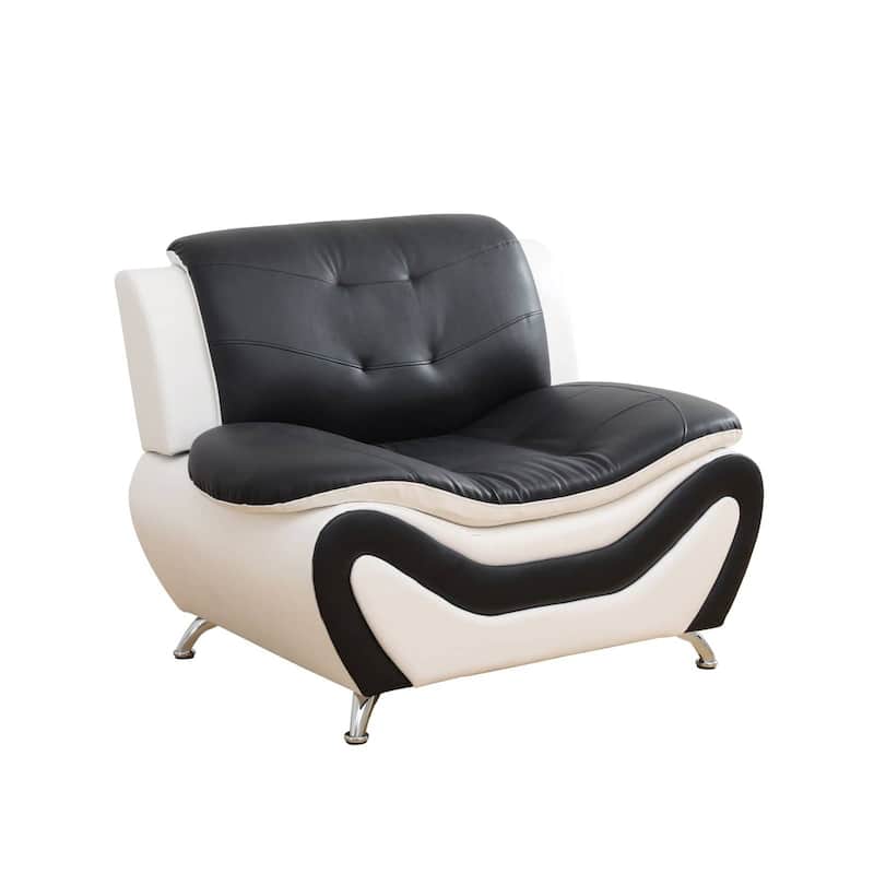 Black & White Faux leather 1 Seat Living Room Sofa