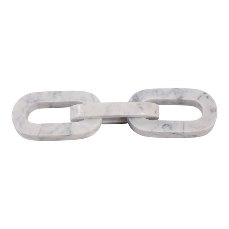 Marble Decorative Object Chain Link Sculpture Home Decor - 14" White - 14.0"