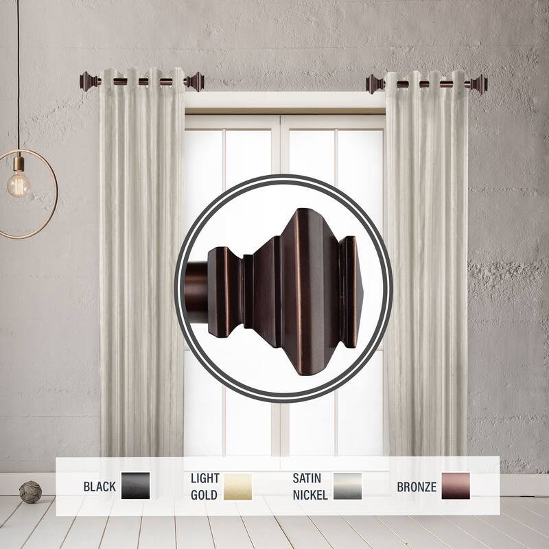 InStyleDesign Tild 1" Side Curtain Rod 12-20 inch long (Set of 2) - 12 to 20 inches - Bronze