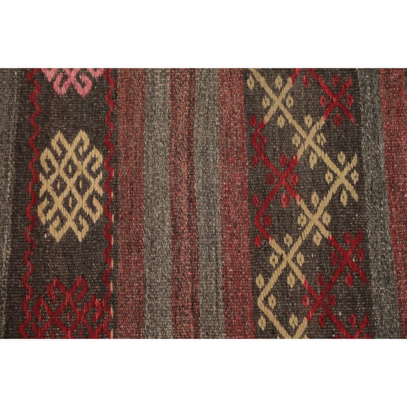 Hand Woven Oriental 100% Wool Carpet Southwestern Tribal Multi-Colored Kilim Area Rug - 11' 5'' X 6' 6''
