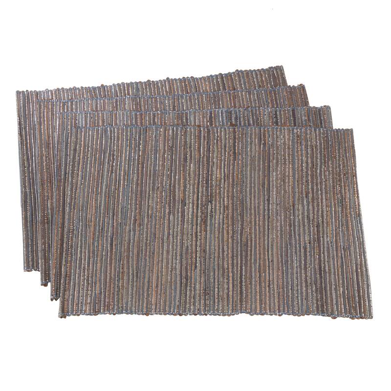Nubby Placemats With Shimmering Woven Design (Set of 4) - Blue Grey - Set of 4