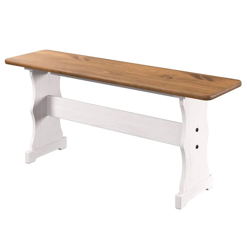 OS Home and Office Furniture Model COW805 Solid Pine Corner Dining Booth in Distressed White
