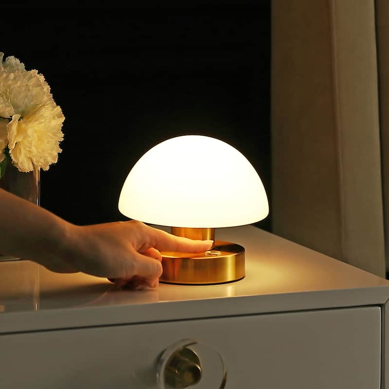 Nolan 5.75" Bohemian Farmhouse Iron Wireless Rechargeable Integrated LED Table Lamp, Oil Rubbed Bronze/White by JONATHAN Y