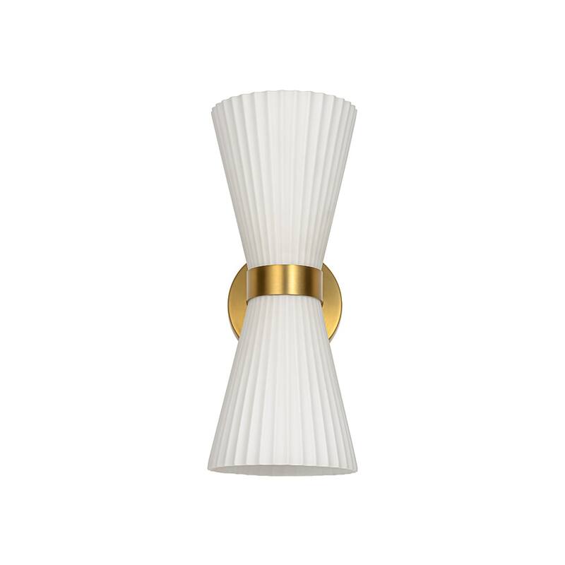 2-Light Hourglass Ribbed Glass Up & Down Wall Lamp Ambient Lighting