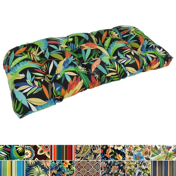 slide 2 of 39, 42-inch Rounded Back Tufted Outdoor Loveseat/Bench Cushion