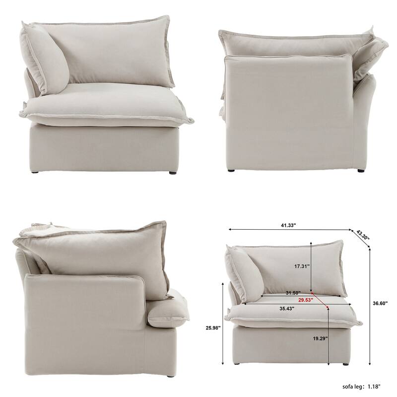 L-shape Sectional Sofa Modern Upholstered Modular Sofa