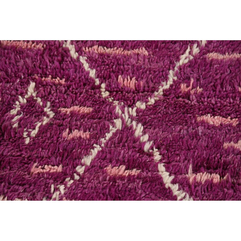 Purple Plush Moroccan Oriental Accent Rug Hand-Knotted Wool Carpet - 2'11" x 5'5"