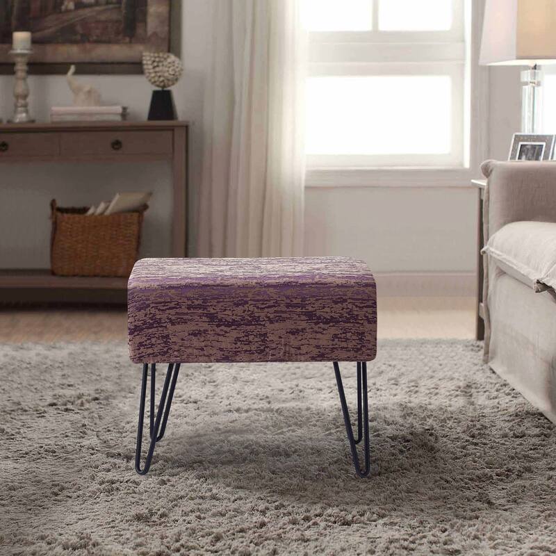 Serenta Jacquard Retro Ottoman - 19" x 13" x 17"H - Benin - Orchid mist