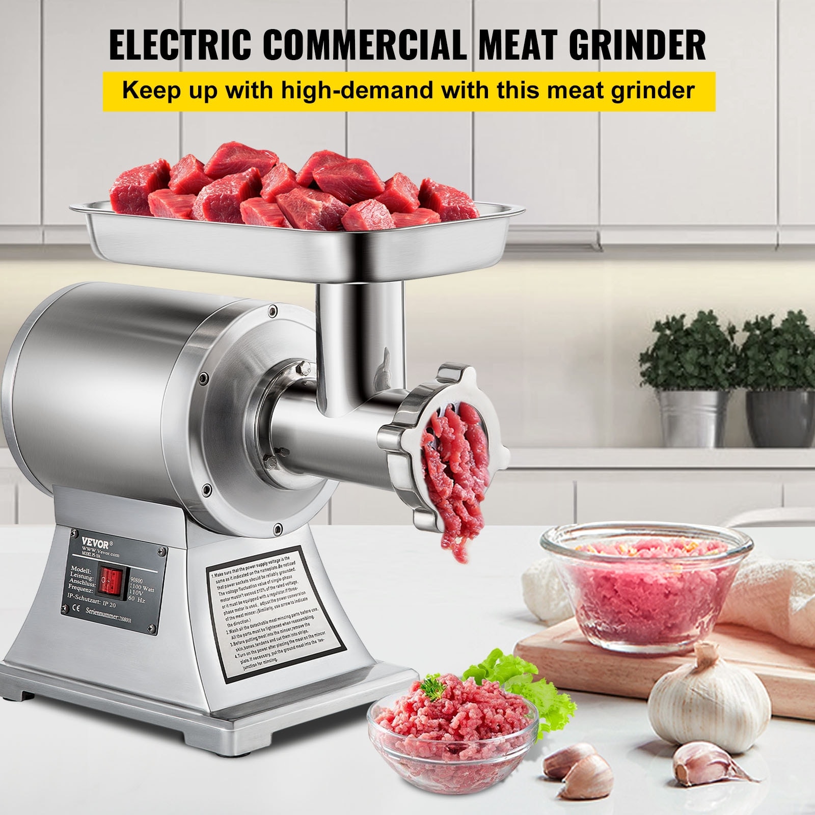 VEVOR Commercial Meat Grinder 550LB/h 1100W Electric Sausage Stuffer 220  RPM Industrial Meat Mincer w/2 Blades - On Sale - Bed Bath & Beyond -  37061931