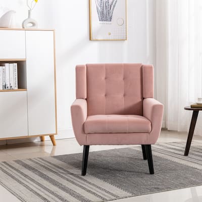 Modern Soft Velvet Accent Chair With Black Legs