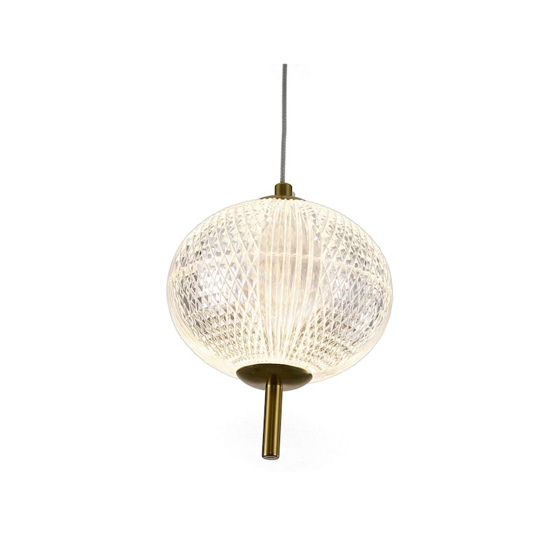 1-Light Brass Dimmable LED Single Pendant With A Clear PC Shade