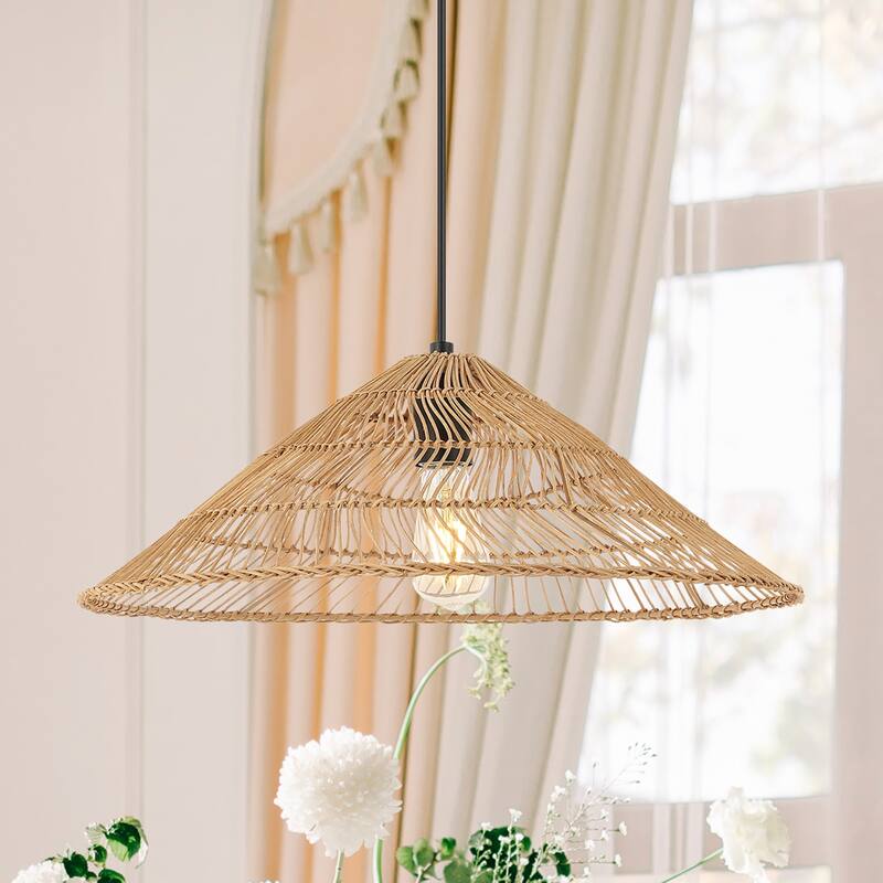 Lucas 1-Light Farmhouse Coastal 180" Cord Plug-In or Hardwired LED Pendant, by JONATHAN Y