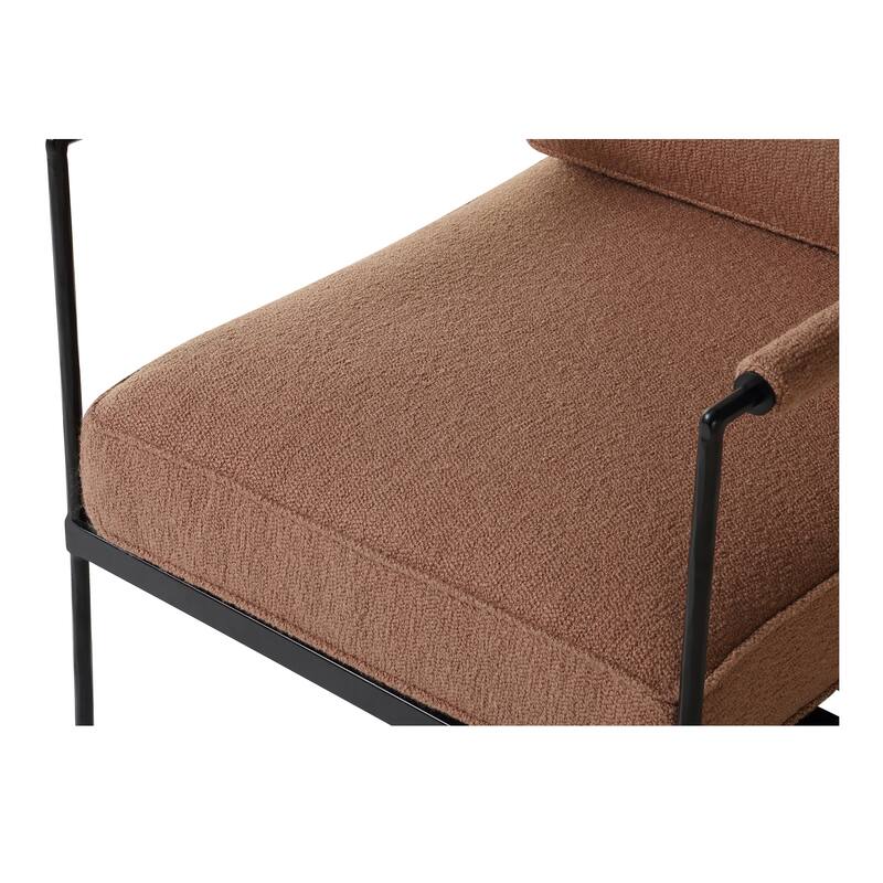 NADAAL STUDIOS Auronel Occasional Chair, Hammered Iron Frame, Terracotta Recycled Blend Upholstery