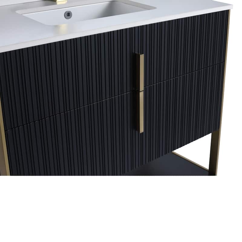 Fine Fixtures Serenity Modern Bathroom Vanity with White Stone Top