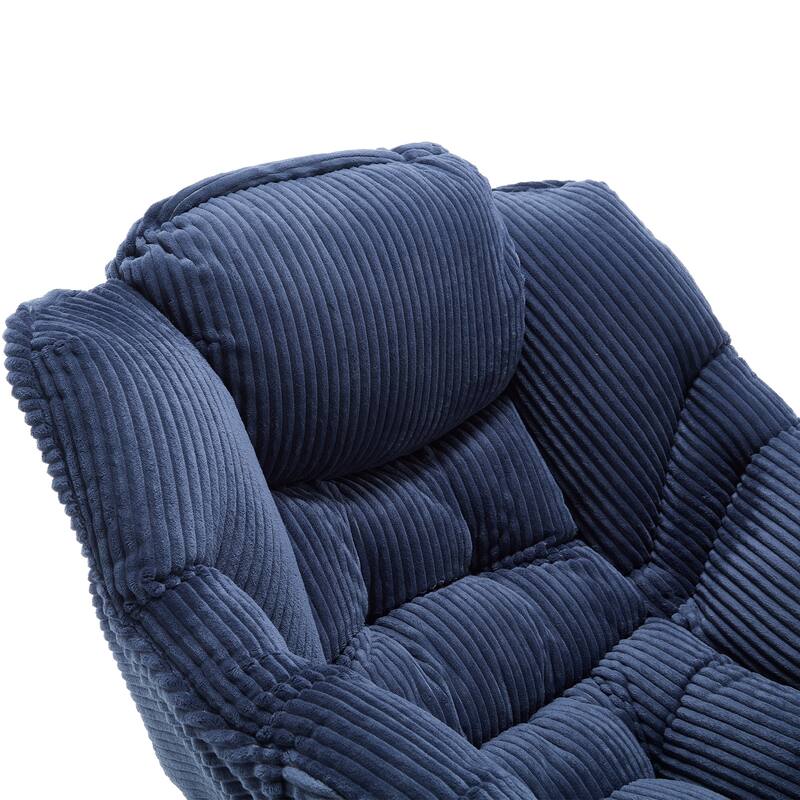 Cotton Lazy Chair with Ottoman, Modern Lounge Accent Chair with Armrests, Side Pocket, and Sturdy Steel Frame